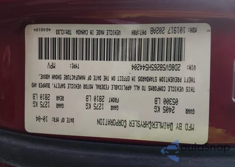 2005 Dodge Magnum Rt z USA, uszkodzony, nr VIN 2D8GV58265H544204
